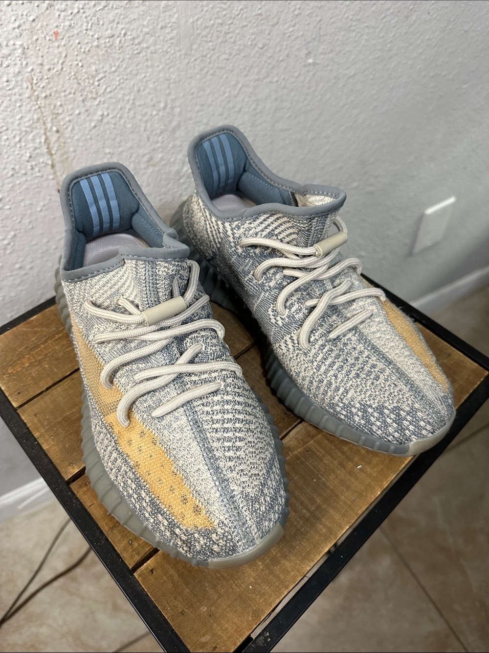 adidas Men's Gray and Yellow Knit Sneakers